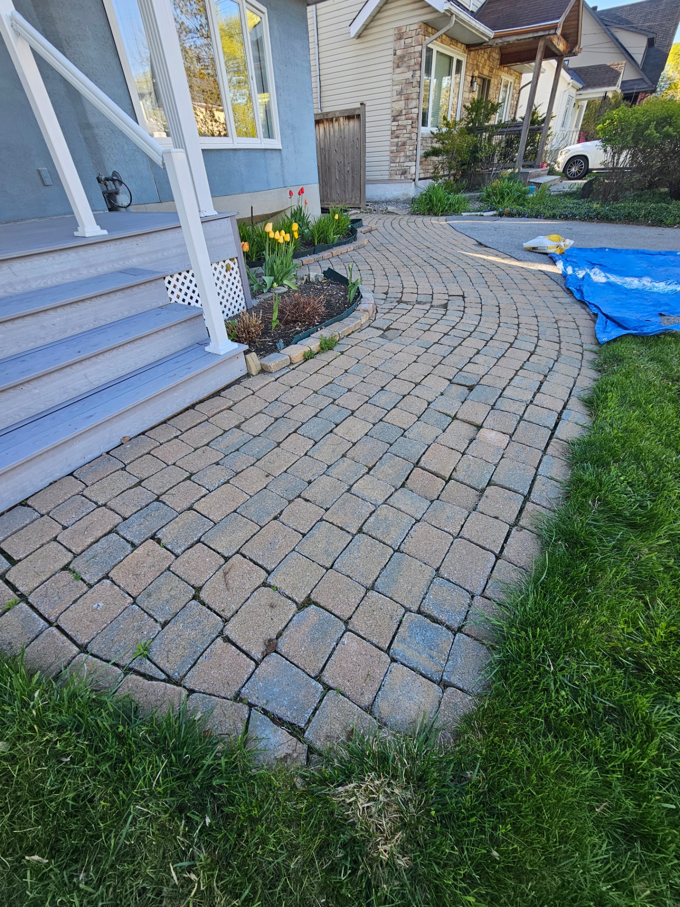 Curved walkway restoration before